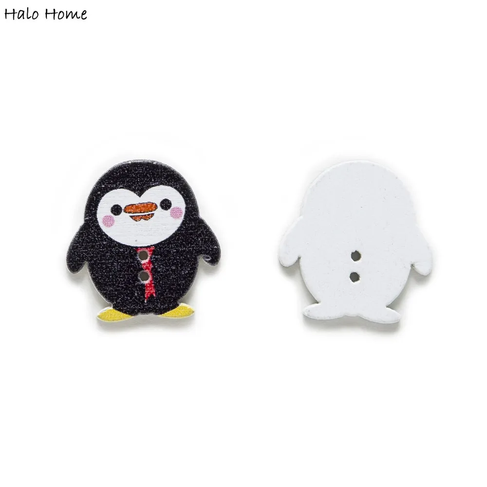 30 шт смешанные цвета с рисунком милого пингвина для шитья деревянные пуговицы