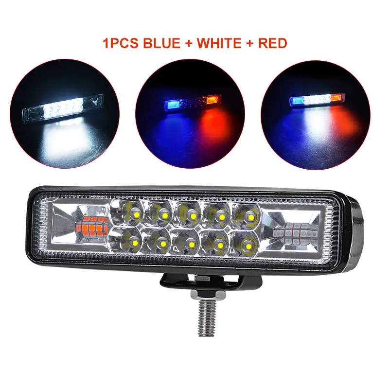 one pcs Red Blue 6 дюймов точечная Светодиодная рабочая лампа луч день лампы 12V 24V светодиодный светильник бар Автомобильная Поворотная фара для Jeep Lada внедорожника SUV KTM 4WD УАЗ ATV MPV Субару Outback - Цвет: one pcs Red Blue