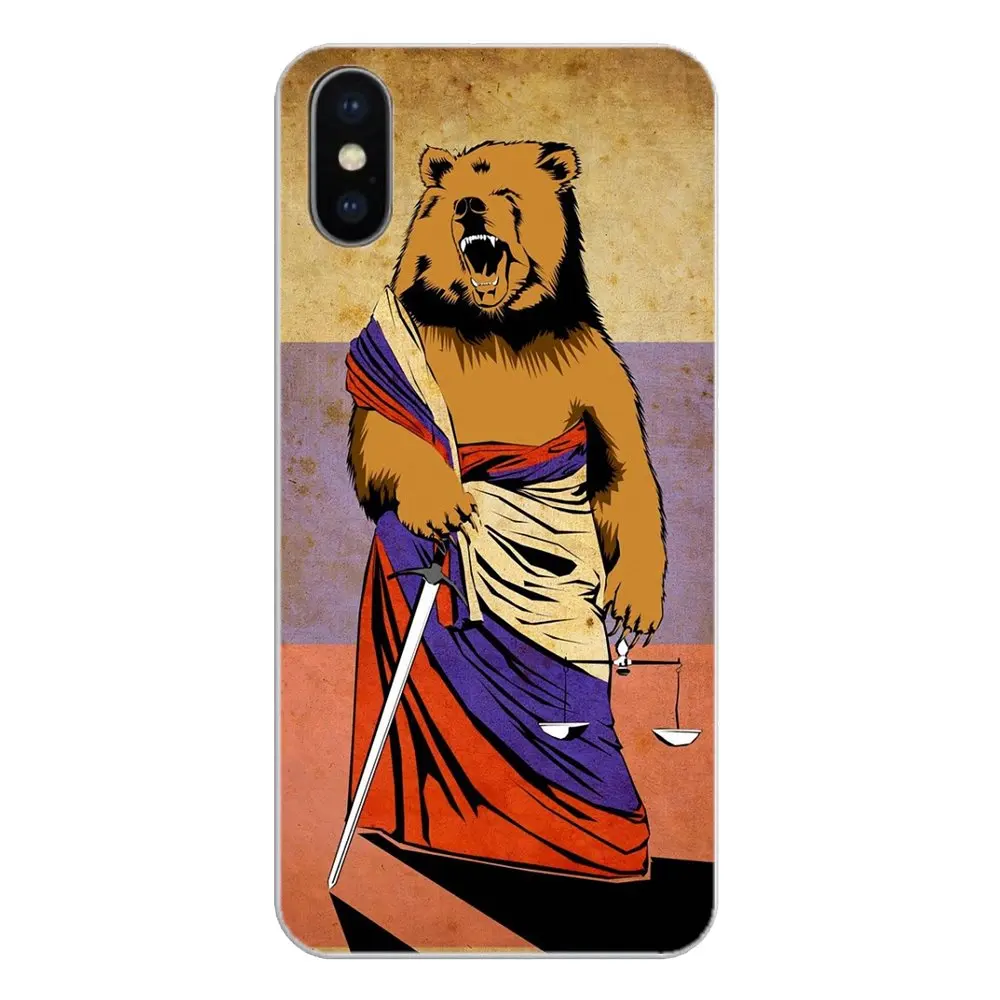 For Huawei Honor 8 8C 8X 9 10 7A 7C Mate 20 Lite Pro P Smart Plus Moscow Russian Brown Bear Art printed TPU Transparent Cases |