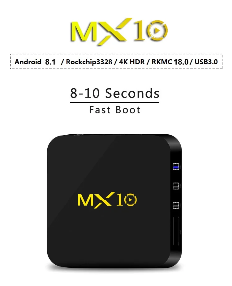 MX10 Smart ТВ коробка Android 8 1 Rockchip DDR4 4 GB/32 GB IP Декодер каналов кабельного телевидения K