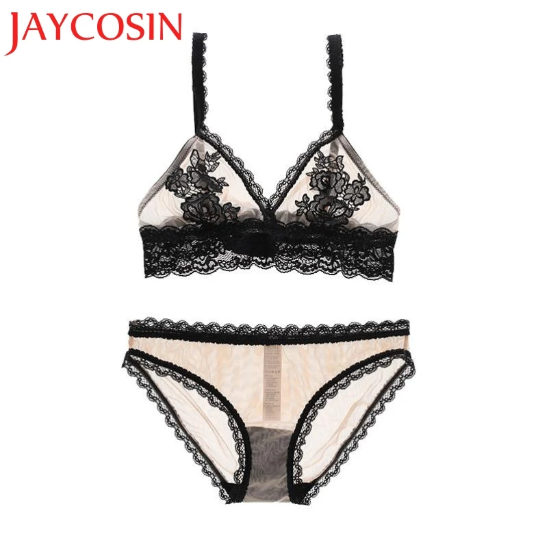 Женское кружевное нижнее белье SIF комплект с бюстгальтером и цветочной вышивкой