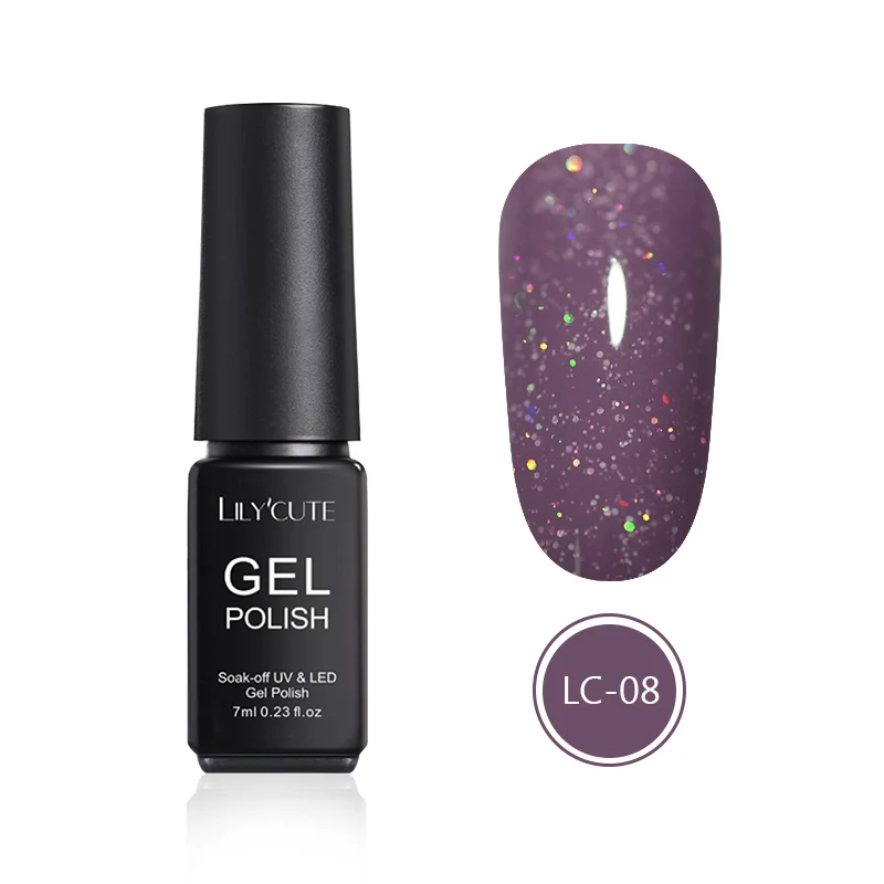 glitter 8 LILYCUTE 7 мл блики блеск замочить от УФ-гель Полупостоянный Гибридный длительный дизайн ногтей Гель-лак для УФ-лампы розовые цвета серии - Color: glitter 8