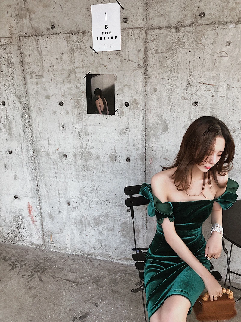 30 женское винтажное бархатное платье с вырезом лодочкой зеленое карандаш