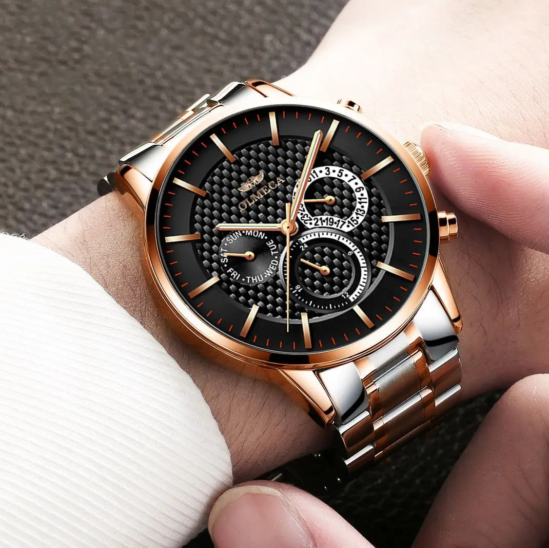 OLMECA многофункциональные мужские часы спортивные водонепроницаемые кварцевые с