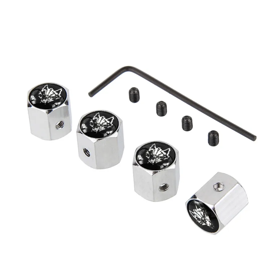 Wolfhead-silver Автомобильные аксессуары для Honda Fit Jazz hyundai Alfa Romeo Skoda Mazda Trumpchi колпачки вентиля шины паук медведь панда обод декор в виде эмблемы - Color: Wolfhead-silver