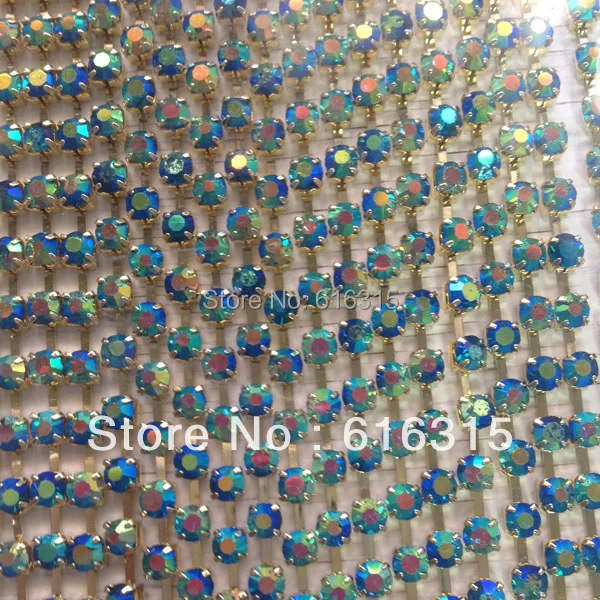 2 мм позолоченная цепь стразы с кристаллами ab цветная металлическая для обрезки