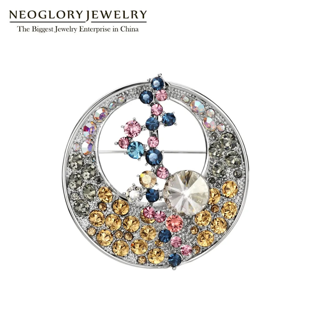 Neoglory красочные Австрийские кристаллы и стразы модные круглые Броши для женщин