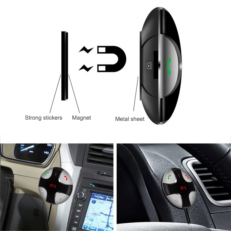 Громкой связи Bluetooth Car Kit Fm передатчик Mp3 плеер btc450 Магнитная Наклейка TF SD Слоты Для