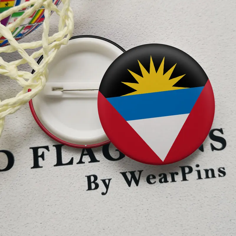 Antigua and Barbuda Flag Map Tin Button Pins LGBT Gay Rainbow Pride Badges | Украшения и аксессуары