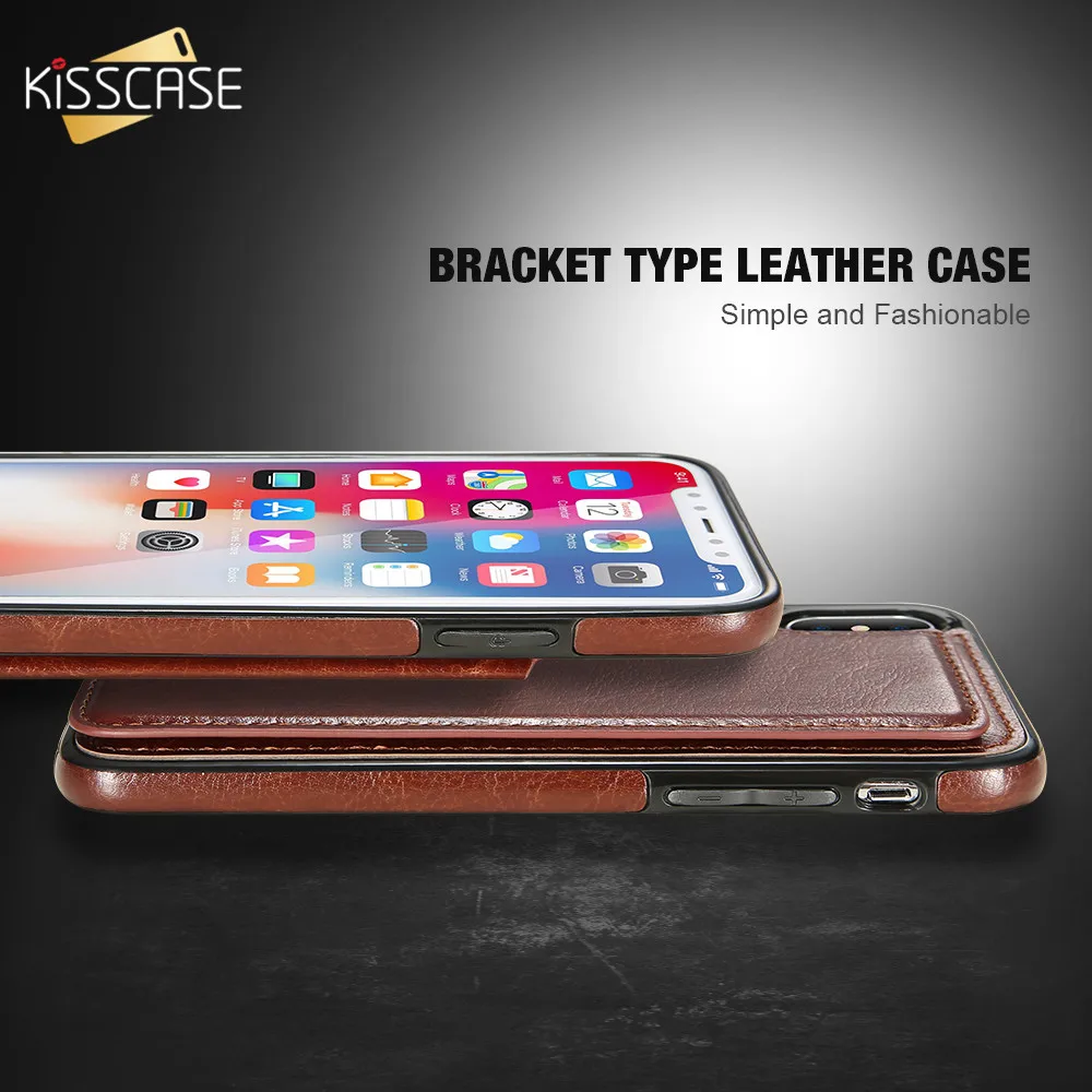 KISSCASE классические винтажные кожаные чехлы для iPhone 7 8 Plus простые Lurxury деловые