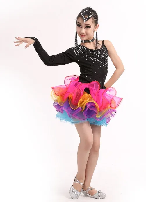 2017 одежда для бальных танцев девочек детское платье латинских соревнований юбки