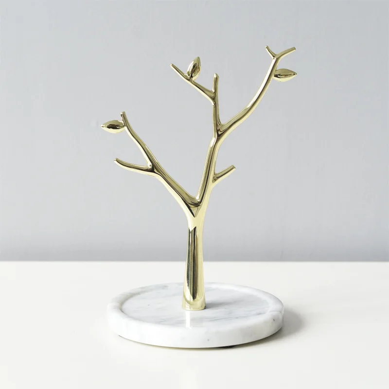 New Natual Marble Leaf Branch Jewelry Stand for Home Decoration and Necklace Rings Display Tree Ornaments
