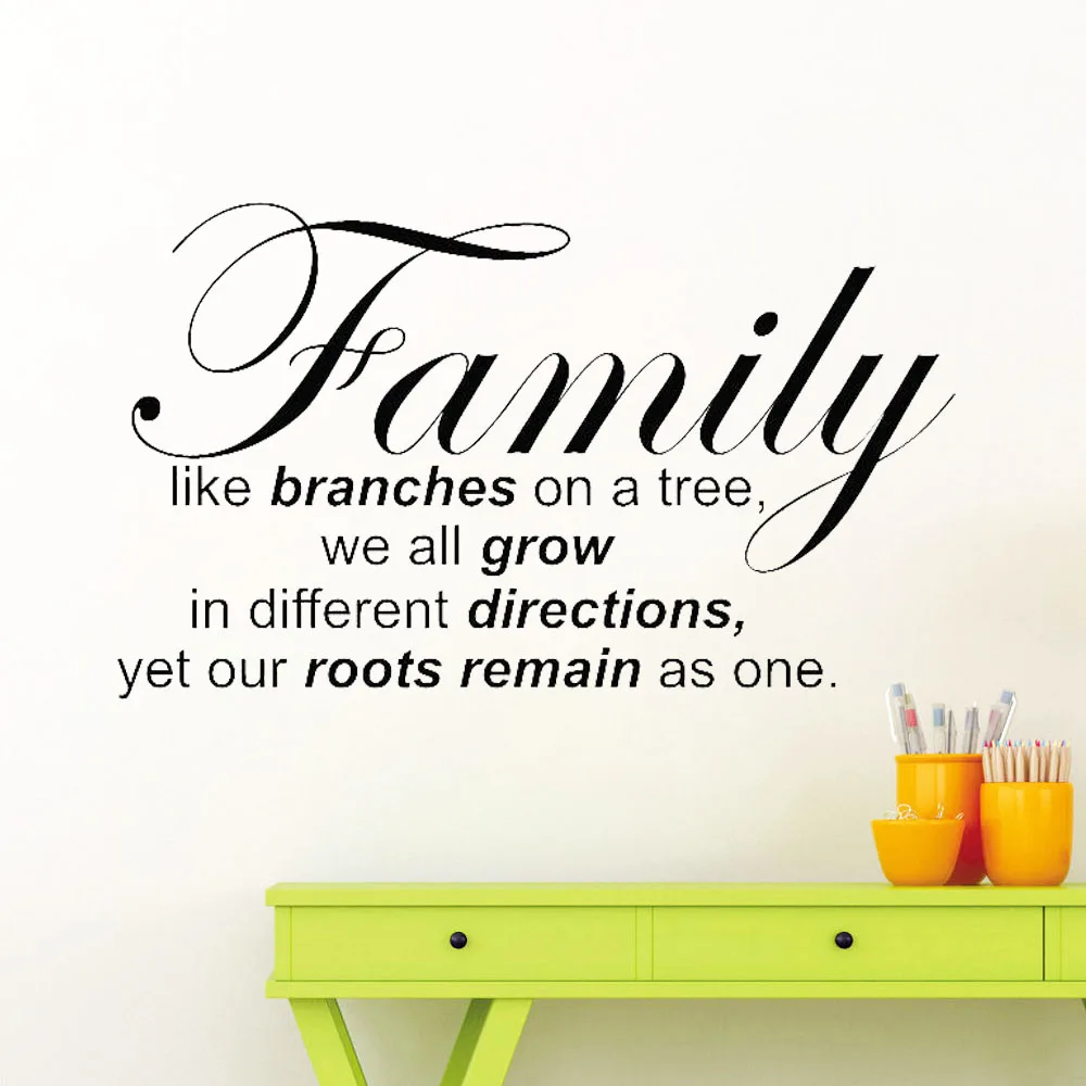 Виниловые наклейки на стену с надписью Family Lettering как ветки дереве настенные