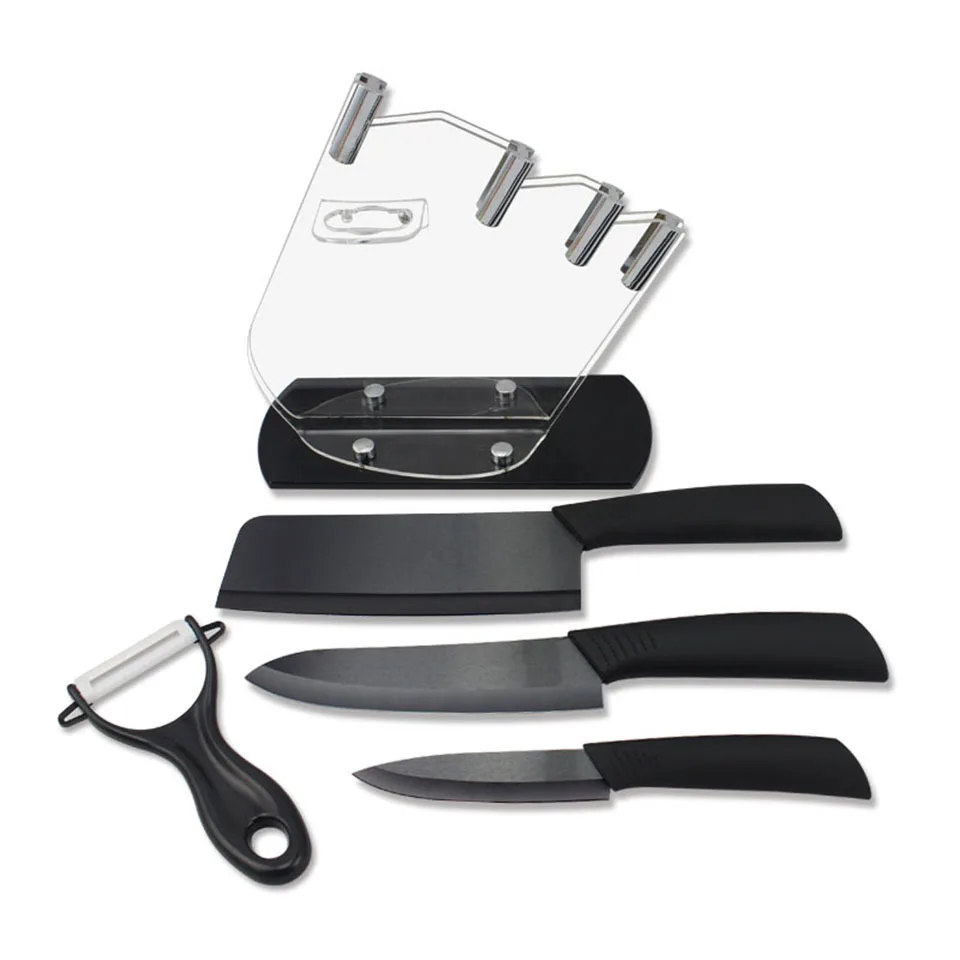Old Smith New Knife Sets 4&quot 6&quot 6.5'' inch+peeler+Acrylic Holder fruit Chef Kitchen Ceramic kitchen cooking tools | Дом и сад