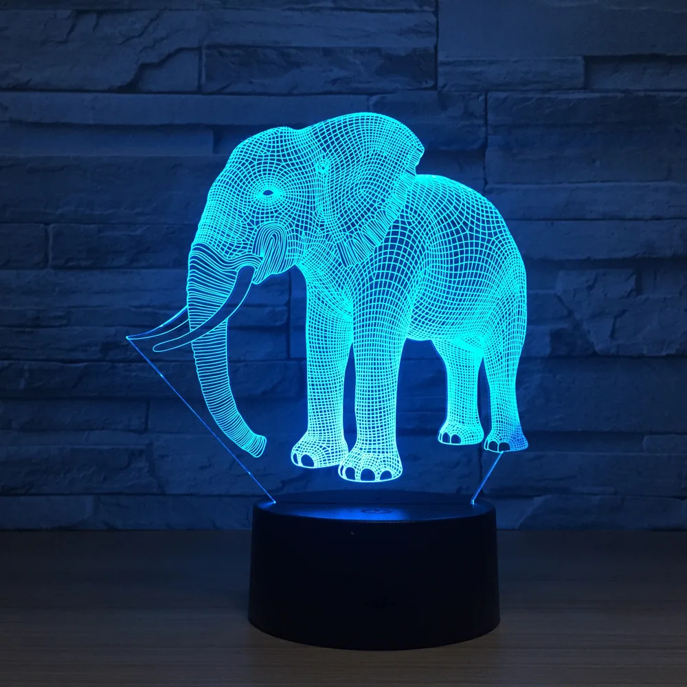 

Amazing Elephant 3D Illusion Night Light led Table Lamp Night Light 7 Color Change Acrylic USB Bedroom Gift For Decoration