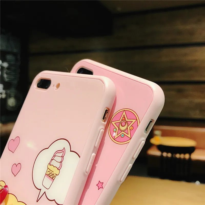 Жесткий стеклянный чехол Sailor moon для iPhone 7 задняя крышка из закаленного стекла