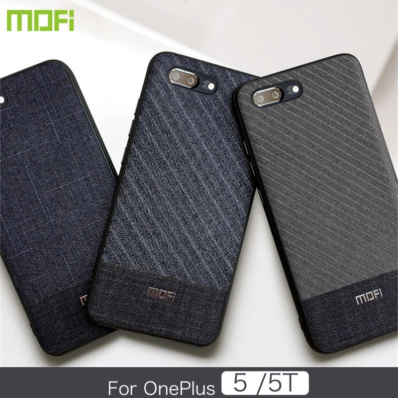 Oneplus 5 Case Mofi Oneplus 5T Case Cover Dark Color Gentleman Business Style Handcraft Fabric Cloth One Plus 5 5T Cross Grain