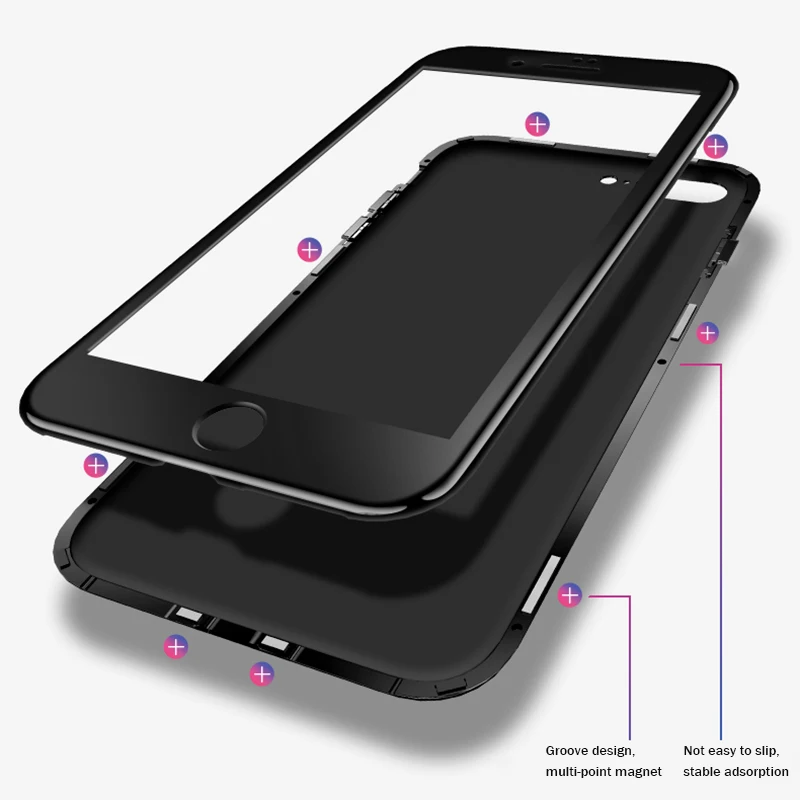 Магнитный чехол с полной защитой 360 градусов для iPhone 6 7 8 plus X Xr Xs Max магнитной