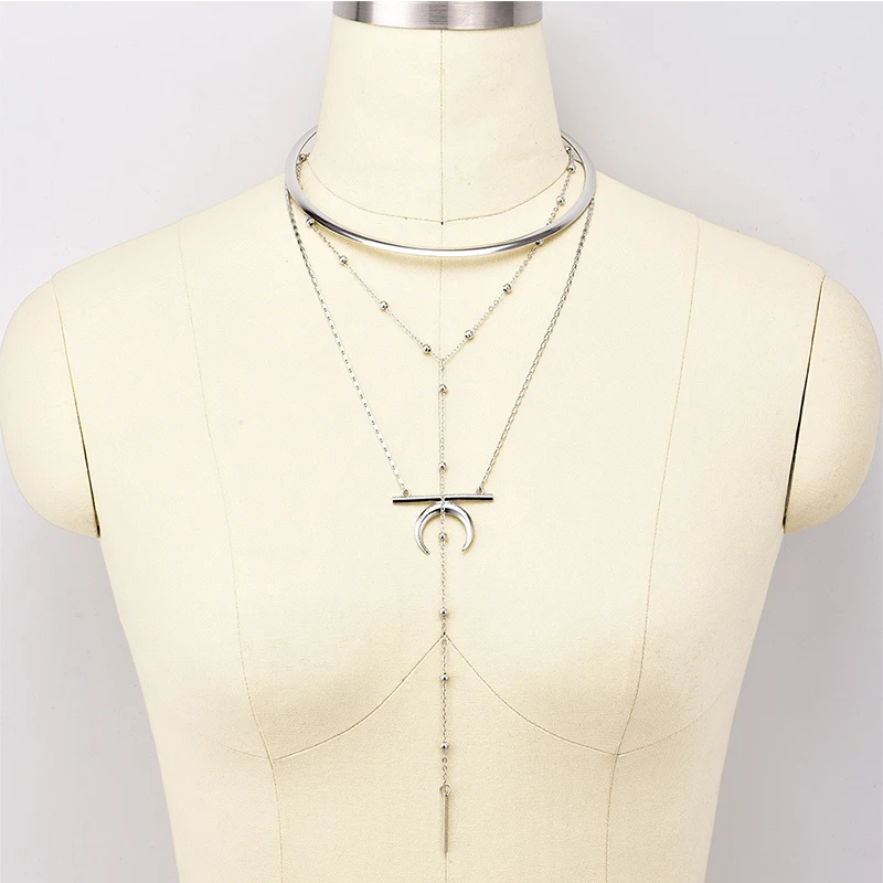 3 шт./компл. длинное ожерелье серебряного цвета с подвеской в виде богемной Луны