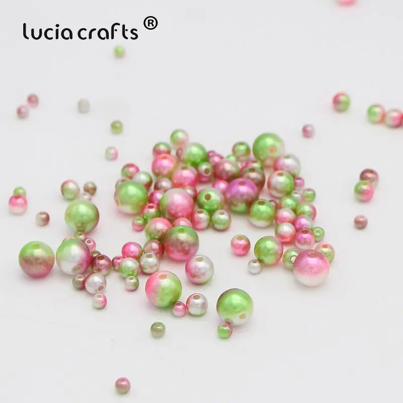 Lucia crafts 4/6/8/10 мм ABS Круглый искусственный жемчуг бусины с отверстием для DIY художественная одежда Цепочки и ожерелья Аксессуары E0818 - Цвет: C7 pink green288pcs
