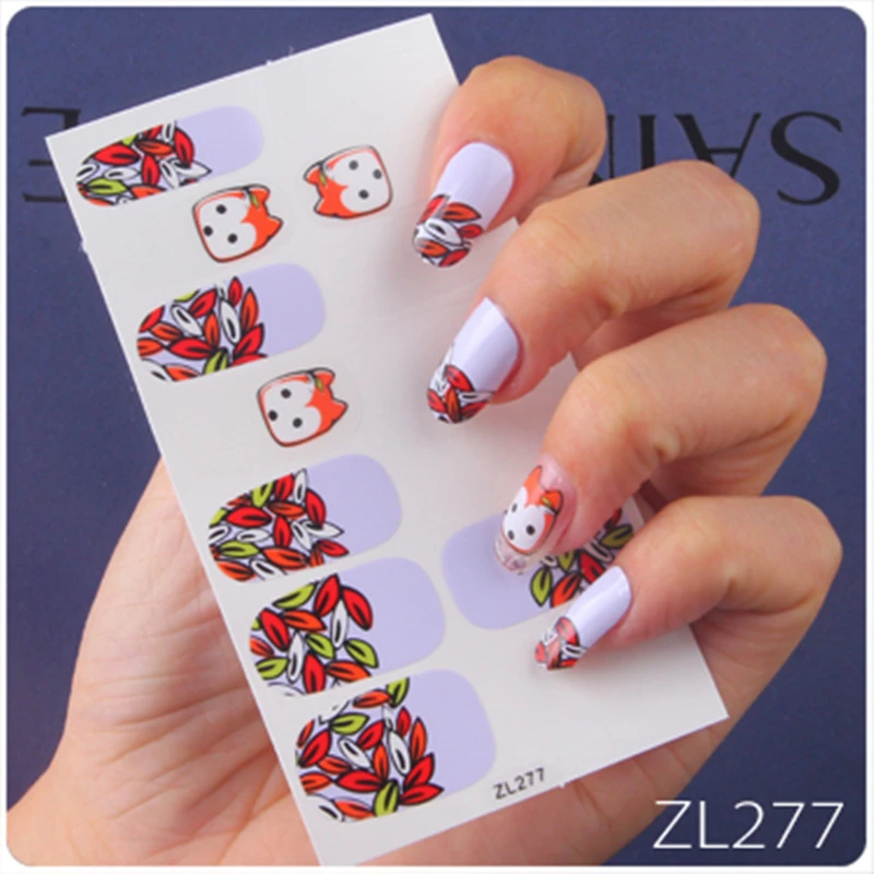 1 лист милый дизайн Животные накладные ногти полное покрытие клей советы Нейл арт