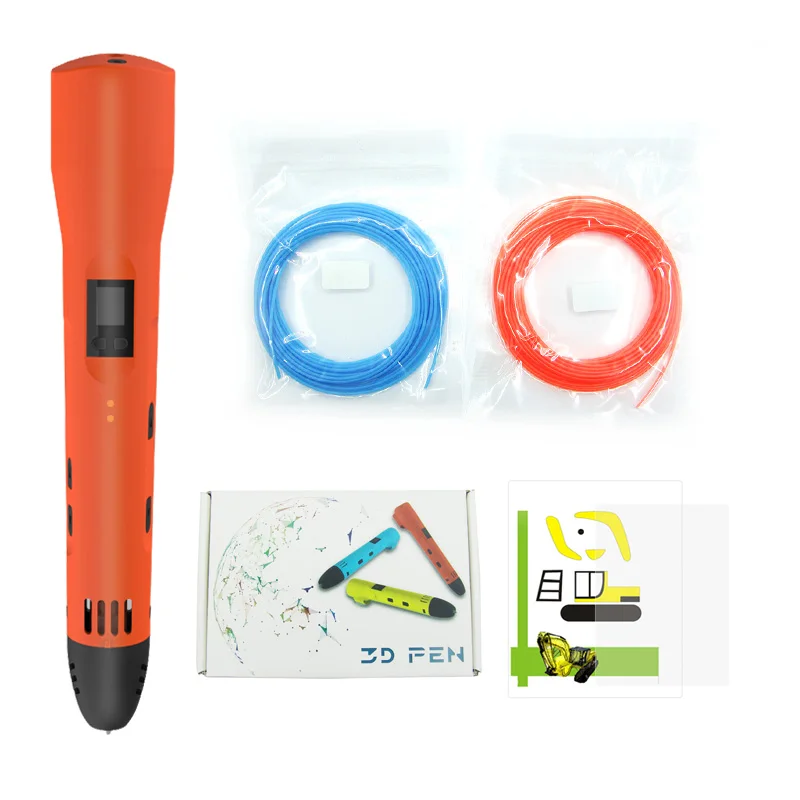 Qcreate QW01-012C 3D ручка ЖК-дисплей Экран регулируемым нагревом Температура 8-настройка скорости 3D печатная ручка Совместимость PLA PCL нити - Цвет: Standard-Red