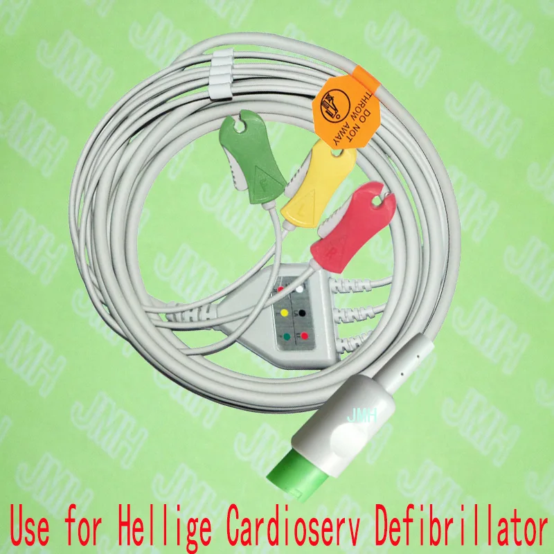 

Compatible with 10pin Hellige Cardioserv defibrillator ECG Machine the one-piece 3 lead cable and clip leadwire,IEC or AHA.