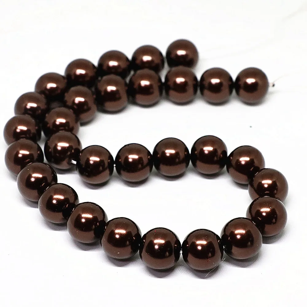 

4-14mm chocolate vintage shell simulated-pearl round loose beads jewelry making for necklace spacers accessories 15inch B1615