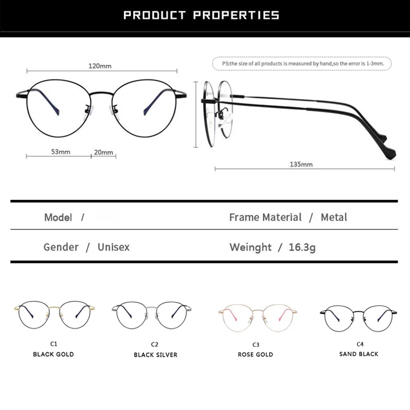 Очки RBEWTP в овальной оправе цвет розовое золото защита от синего света