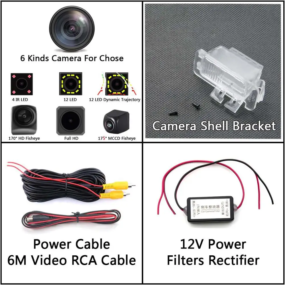 Camera with Filters 175 градусов 1080P рыбий глаз задний вид автомобиля камера для Ford Mondeo Kuga Focus Fiesta Escape S MAX S-MAX парковочный монитор - Название цвета: Camera with Filters