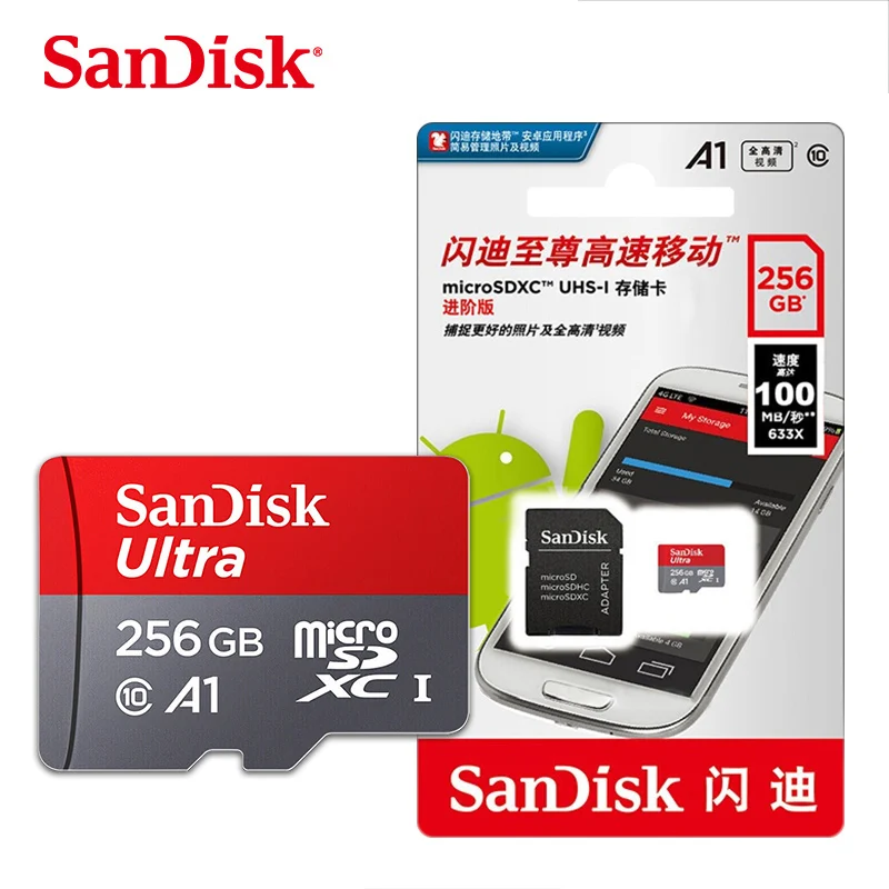 SanDisk A1 карта памяти 400 Гб 256 ГБ 200 128 64 98 МБ/с./с 32 Micro sd класс 10 UHS 1 флэш Microsd для