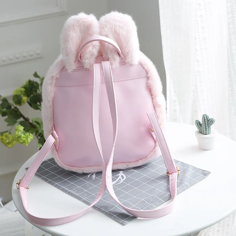 Kawaii заячьи уши хвост Рюкзак Кролик плюшевый школьный рюкзак для женщин Японии