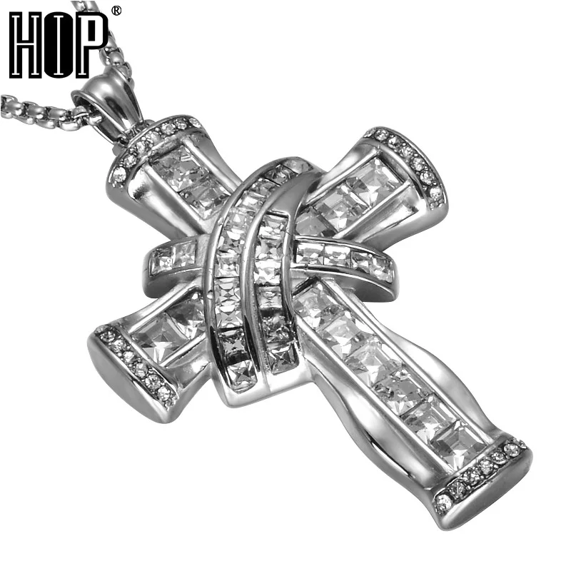 Ожерелье в стиле хип хоп с кристаллами и крестом роскошные подвески из