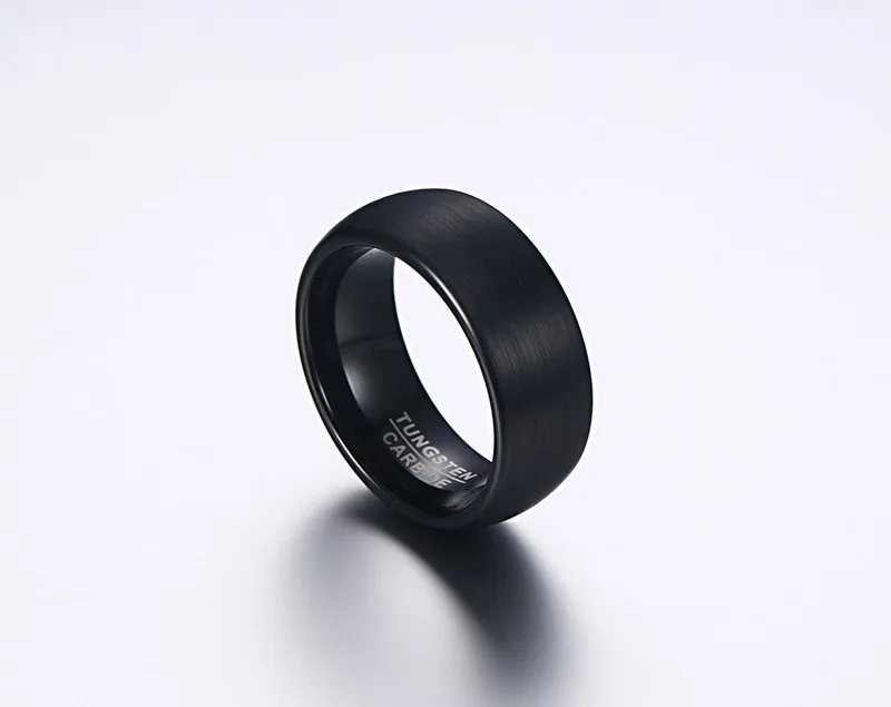 Кольцо мужское черное Карбидное вольфрамовое 8 мм|band ring|ring forfashion rings |