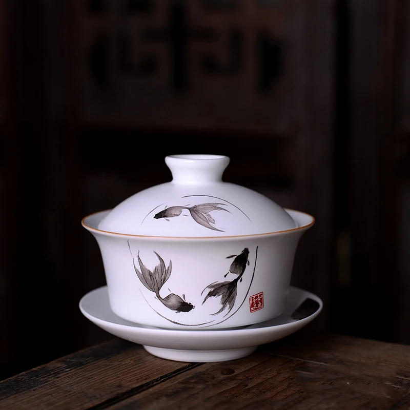 180 мл чайная чашка, керамический чайник кунг-фу, чайный набор Gaiwan Chawan, чайный набор Tie Guanyin Dahong Pao, чай улун, кухонный обеденный бар, чайная посуда