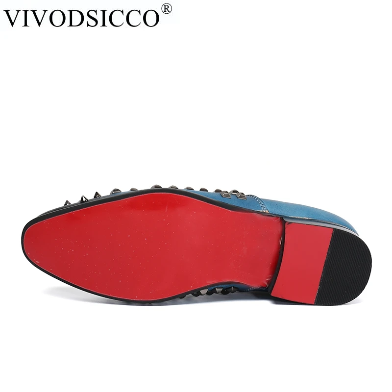 VIVODSICCO/модные мужские туфли из натуральной кожи; Zapatillas Superstar; повседневные мужские лоферы на плоской подошве с заклепками; свадебные туфли