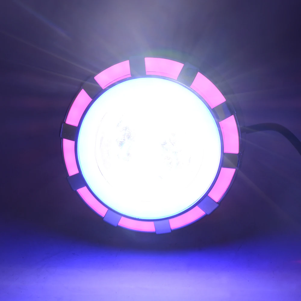 Передняя фара для мотоцикла двойной Ангел Дьявол глаз Led дальнего света с розовым