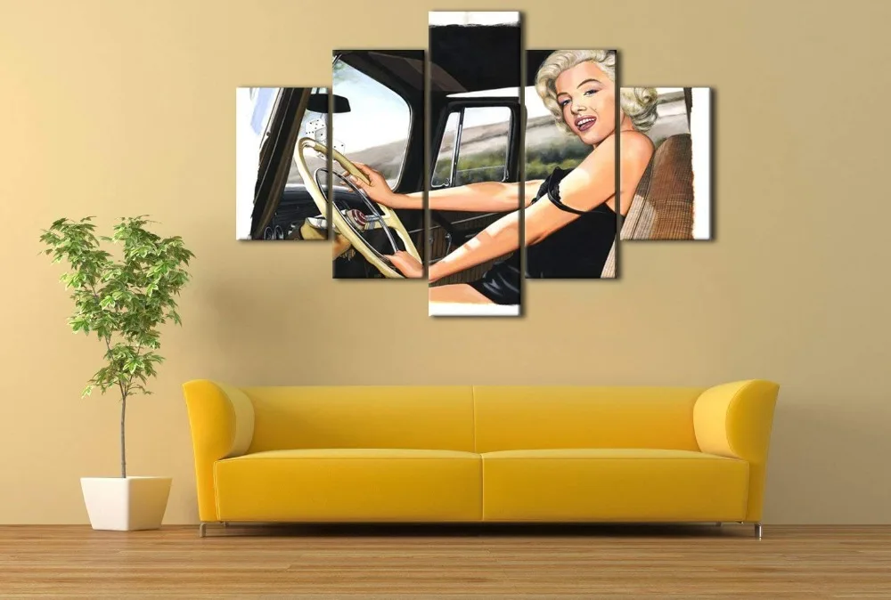 Canvas Painting 5 Panels Marilyn Monroe Wall Art Abstract Decorative Pictures For Living Room Bedroom Prints | Дом и сад