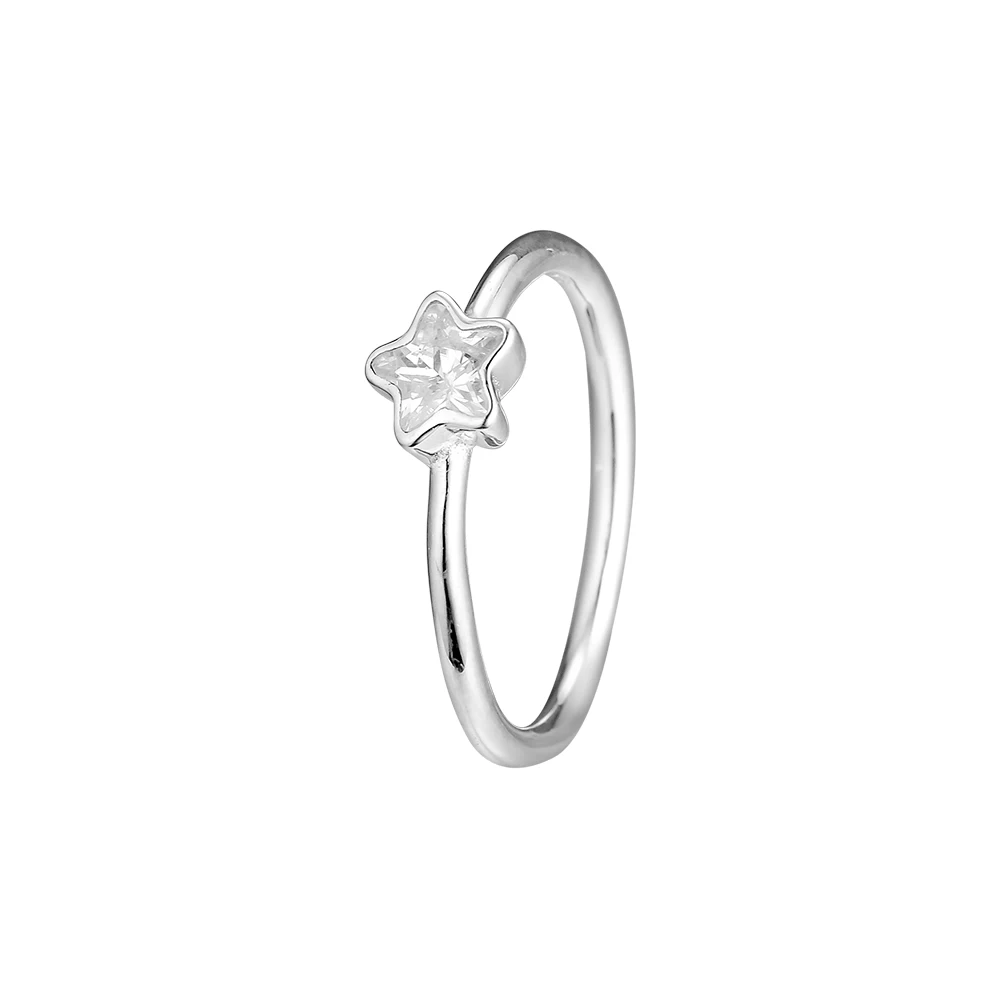 

Genuine 925 Sterling Silver Crystal Star Rings for Women Men DIY Making Wedding Rings anillos mujer trinket Jewelry
