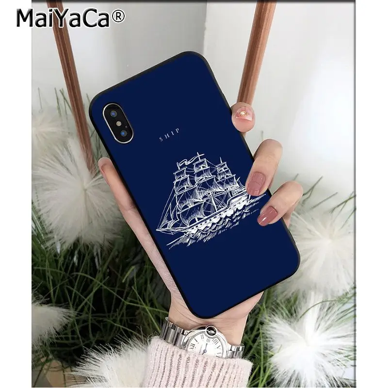 MaiYaCa полосатый якорь лодка корабль колеса Силиконовый ТПУ мягкий черный чехол для телефона для iPhone 5 5Sx 6 7 7plus 8 8Plus X XS MAX XR