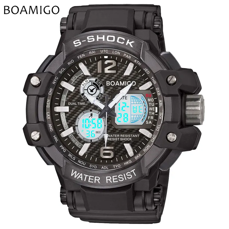 S Shock мужские спортивные часы BOAMIGO брендовые аналоговые цифровые светодиодные