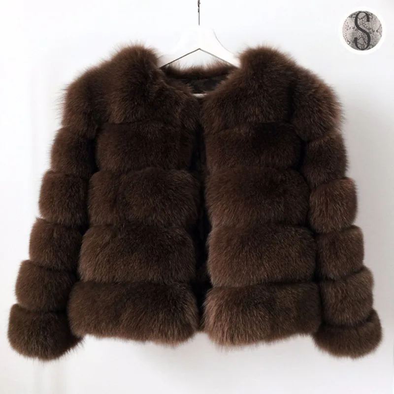 TOPFUR New Fashion Winter Female Coat Real Fur Coat For Women Natural Brown Fox Fur Outerwear & Coats Basic Jackets Short enlarge