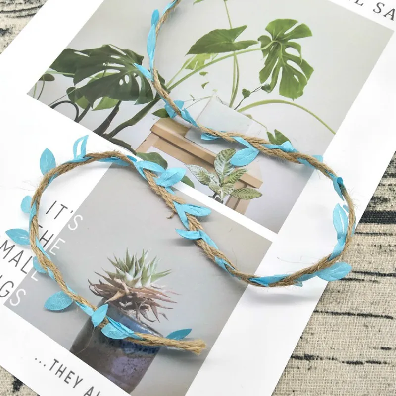 Имитация зеленых листьев 5 м плетеная пеньковая веревка сделай сам рустикальное