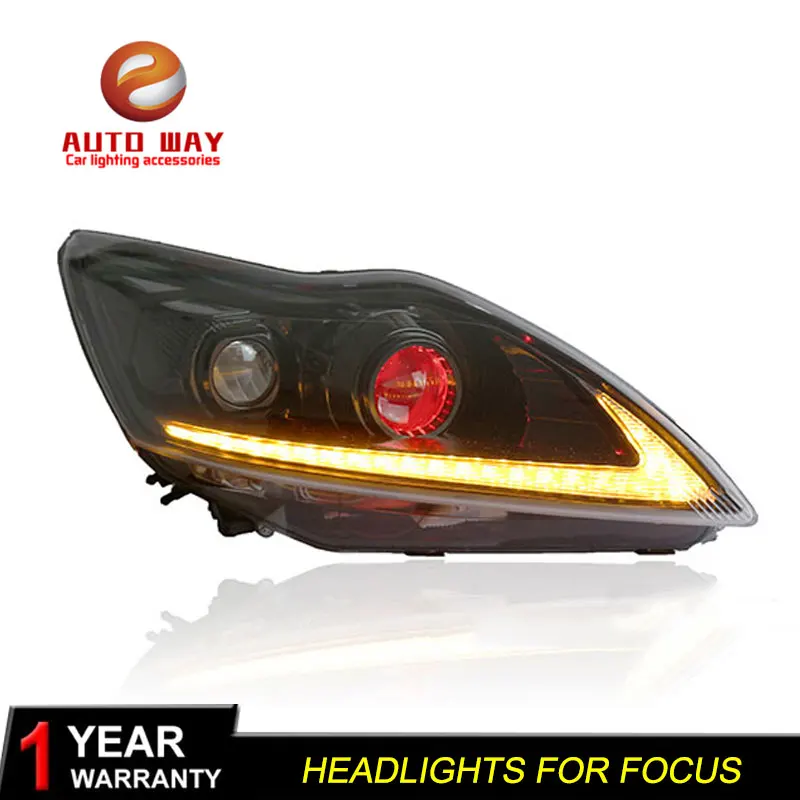 Автомобильный стайлинг фары чехол для Ford Focus 2009-2013 Bi-Xenon Ford Focus фары DRL Линзы Двойной Луч би-ксенон HID