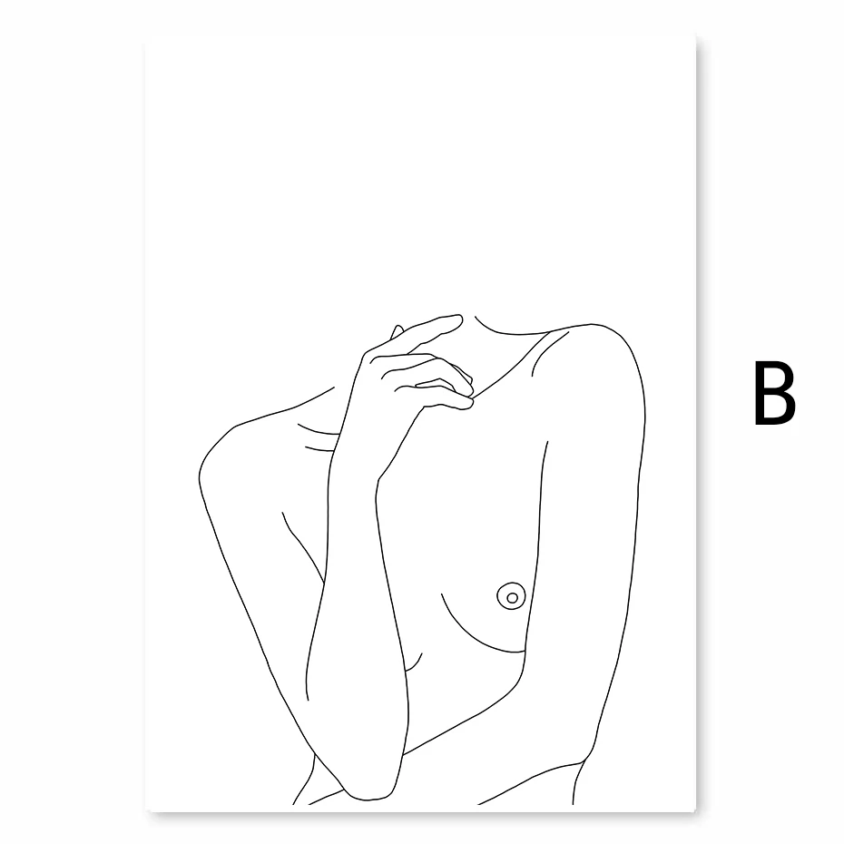 

Modular Minimalist Line Decor Wall Art Canvas Painting Sexy Woman Body Nude Poster Wall Pictures For Living Room Art Prints