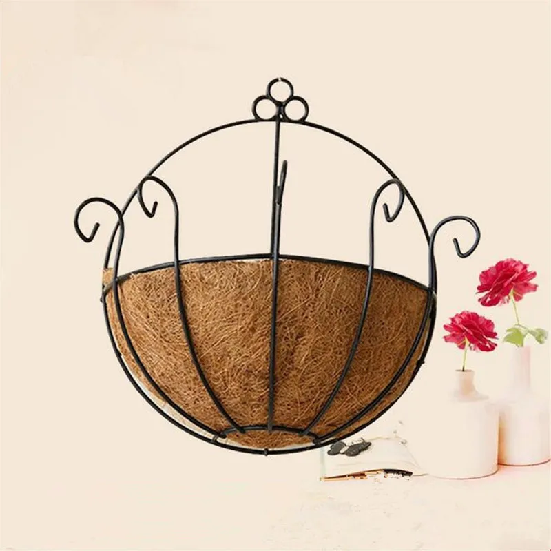 Кованые кокосовые полукруглые цветочные горшки Висячие из ротанга декоративные