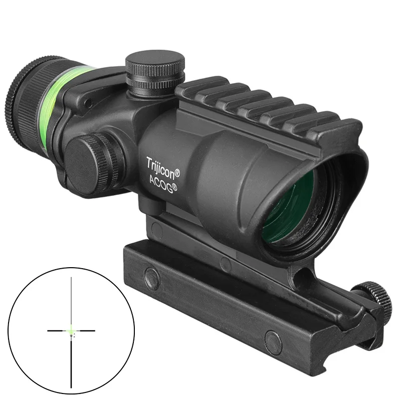 Trijicon охотничий ACOG 4X32 прицел рельсовая оптика Красная Зеленая точка крест подсветка стекло травленая сетка тактический оптический прицел - Цвет: BlackGreen
