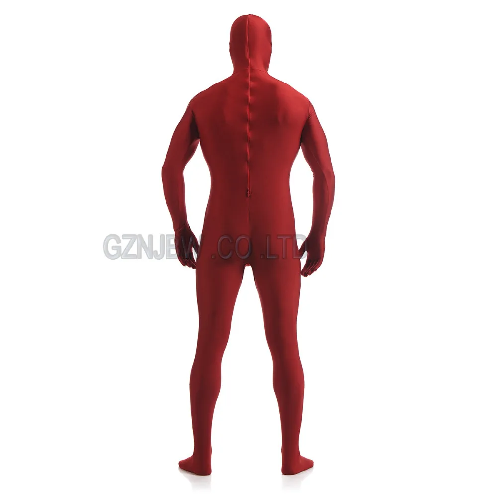 Взрослые мужские костюмы для косплея Zentai из спандекса без лица с глубоко-Красной