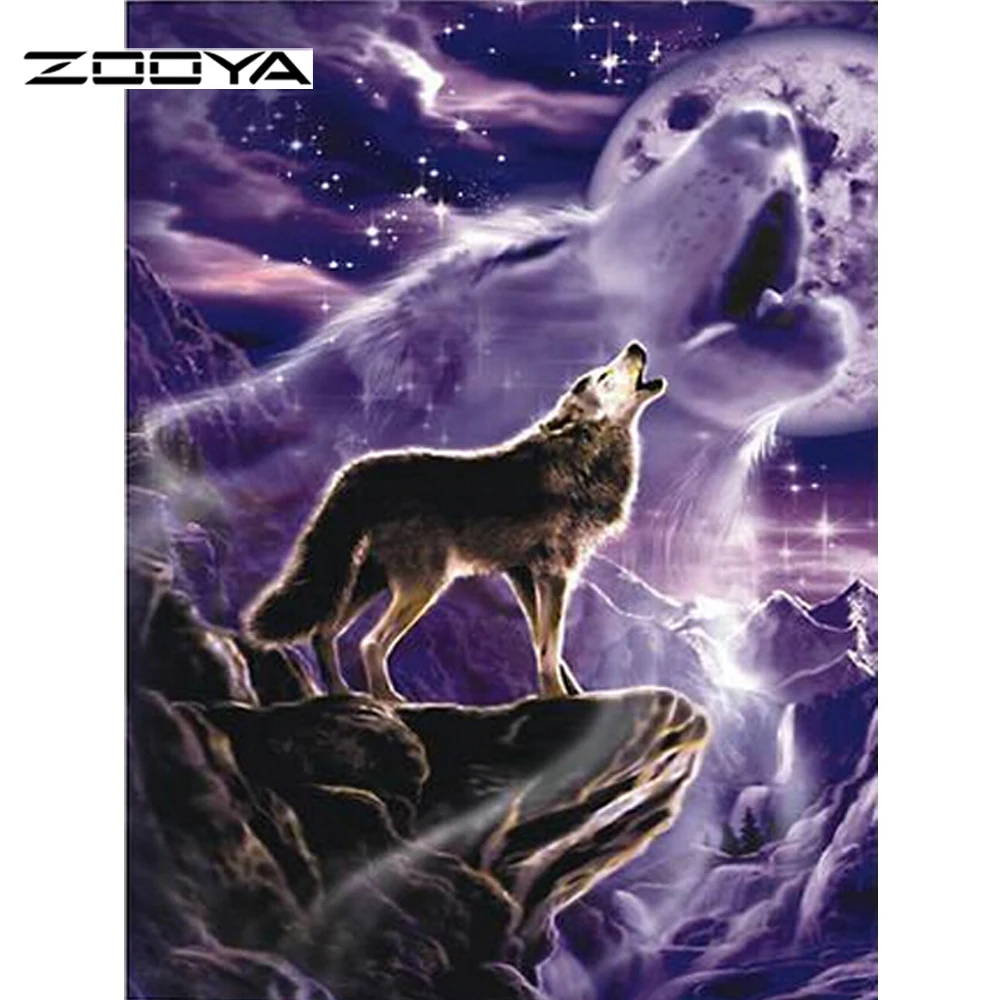Алмазная картина ZOOYA животное ревущий волк мозаика мозаичные картины стразы