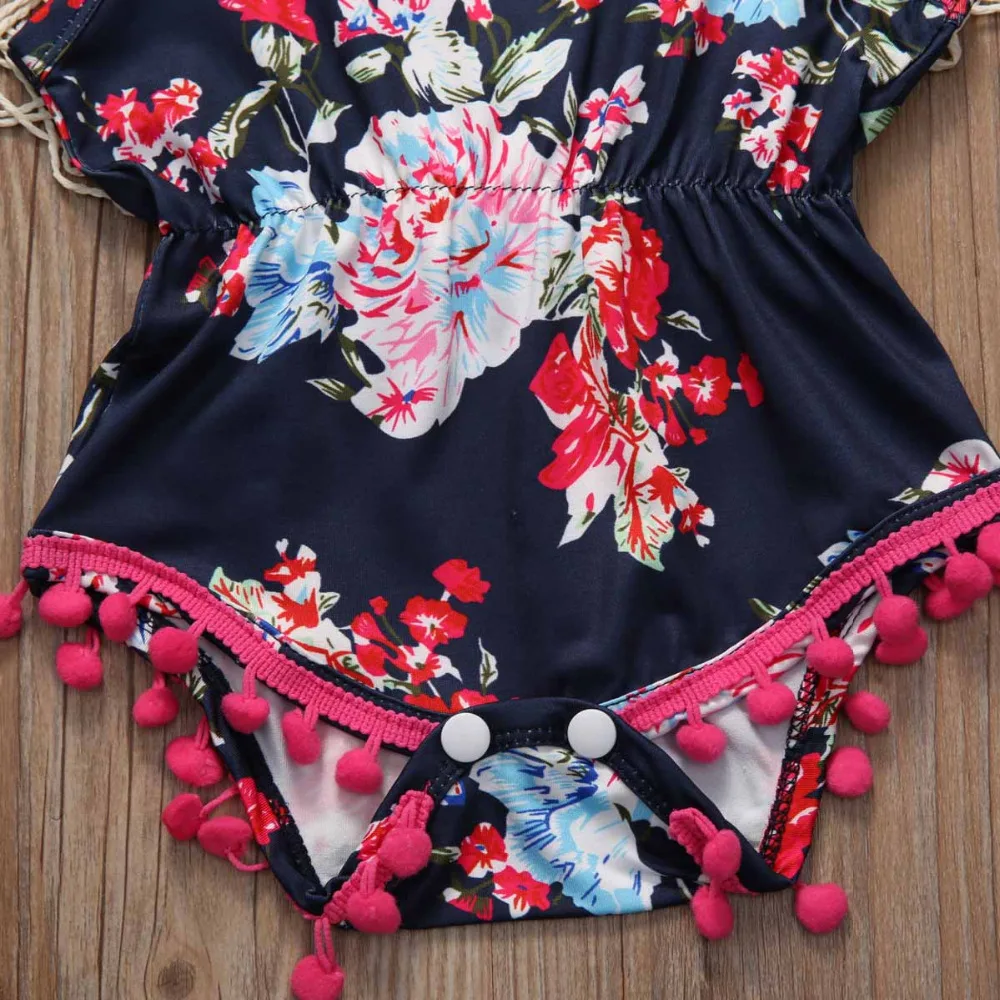 С модным принтом милый Nouveau-NE хлопок Enfant Bebe Florales Pour Filles Combinaison Grenouillère Maillots | Мать и